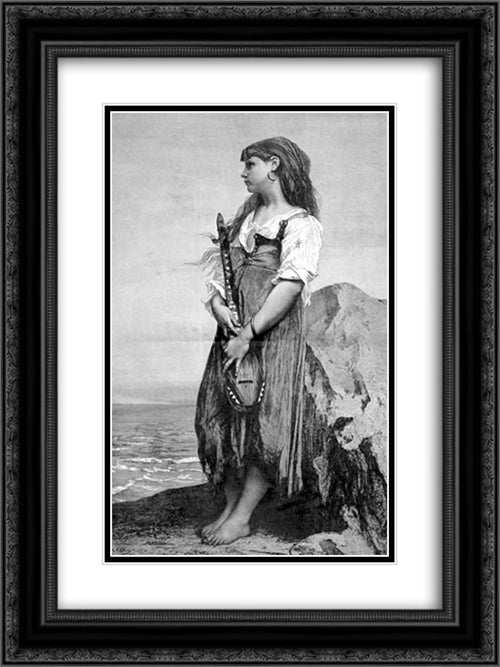 Mignon 18x24 Black Ornate Wood Framed Art Print Poster with Double Matting by Lefebvre, Jules Joseph