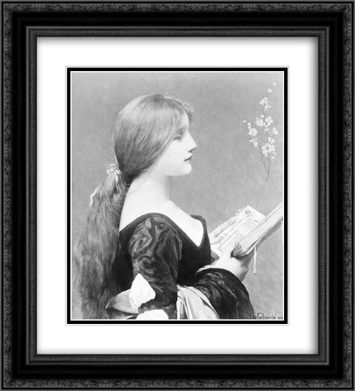 Venitienne 20x22 Black Ornate Wood Framed Art Print Poster with Double Matting by Lefebvre, Jules Joseph