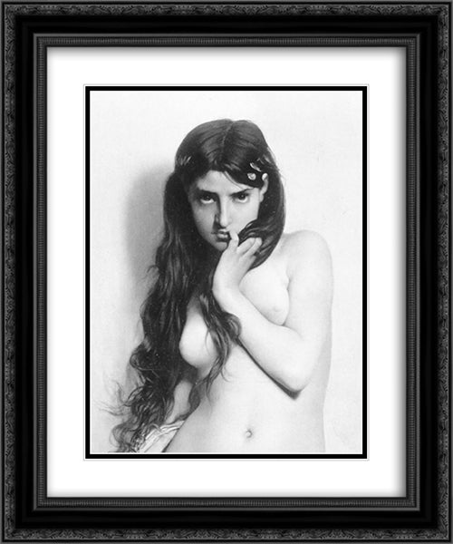 La Cigale 20x24 Black Ornate Wood Framed Art Print Poster with Double Matting by Lefebvre, Jules Joseph