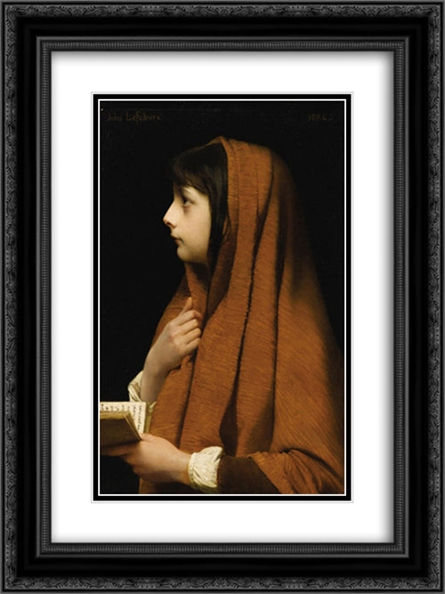 Mignon 18x24 Black Ornate Wood Framed Art Print Poster with Double Matting by Lefebvre, Jules Joseph