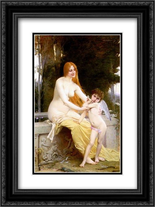 L'amour Blesse 18x24 Black Ornate Wood Framed Art Print Poster with Double Matting by Lefebvre, Jules Joseph