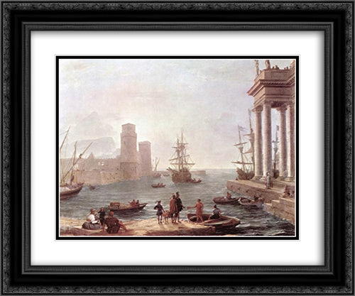 Departure of Ulysses from the Land of the Feaci 24x20 Black Ornate Wood Framed Art Print Poster with Double Matting by Lorrain, Claude