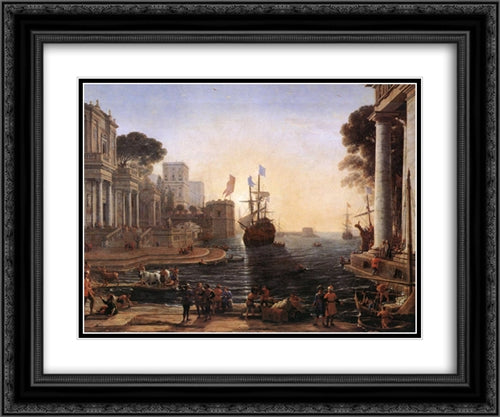 Ulysses Returns Chryseis to her Father 24x20 Black Ornate Wood Framed Art Print Poster with Double Matting by Lorrain, Claude