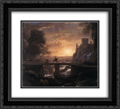 Imaginary View of Tivoli 22x20 Black Ornate Wood Framed Art Print Poster with Double Matting by Lorrain, Claude