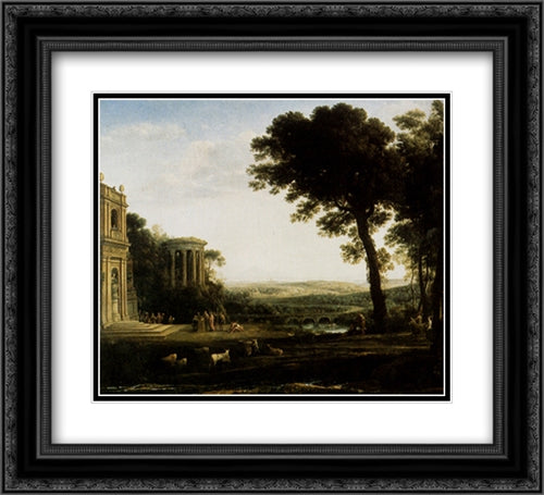 Landscape With A Sacrifice To Apollo 22x20 Black Ornate Wood Framed Art Print Poster with Double Matting by Lorrain, Claude