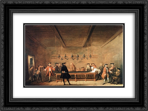 The Game of Billiards 24x18 Black Ornate Wood Framed Art Print Poster with Double Matting by Chardin, Jean Baptiste Simeon