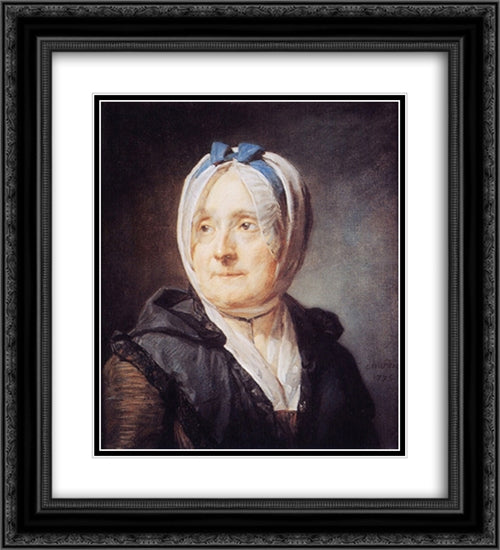 Portrait of Madame Chardin 20x22 Black Ornate Wood Framed Art Print Poster with Double Matting by Chardin, Jean Baptiste Simeon