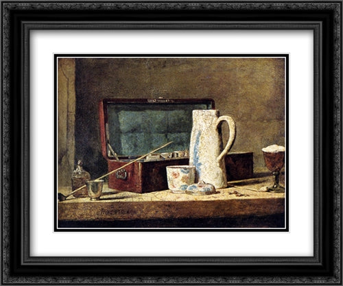 Pipes And Drinking Pitcher 24x20 Black Ornate Wood Framed Art Print Poster with Double Matting by Chardin, Jean Baptiste Simeon