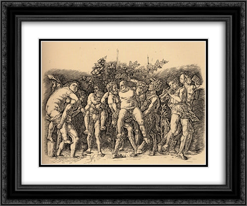 Bacchanal with Silenus 24x20 Black Ornate Wood Framed Art Print Poster with Double Matting by Mantegna, Andrea