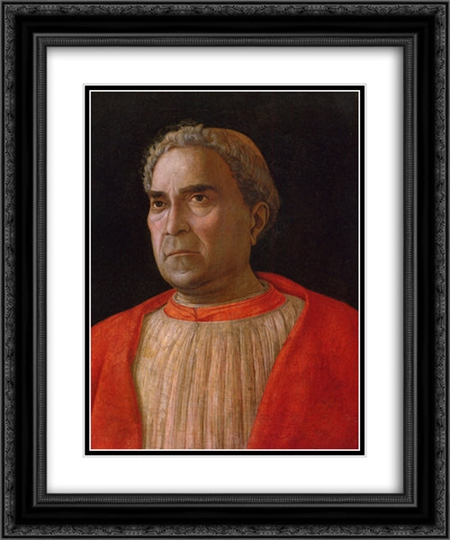 Portrait of Cardinal Lodovico Trevisano 20x24 Black Ornate Wood Framed Art Print Poster with Double Matting by Mantegna, Andrea