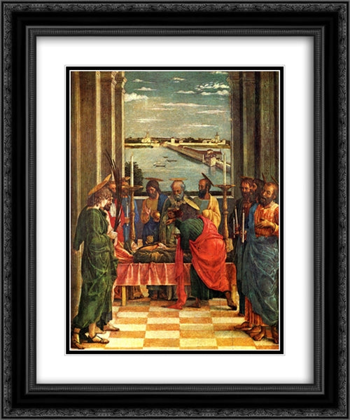 The Death of the Virgin 20x24 Black Ornate Wood Framed Art Print Poster with Double Matting by Mantegna, Andrea