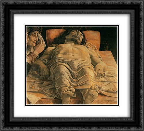 The Lamentation over the Dead Christ 22x20 Black Ornate Wood Framed Art Print Poster with Double Matting by Mantegna, Andrea