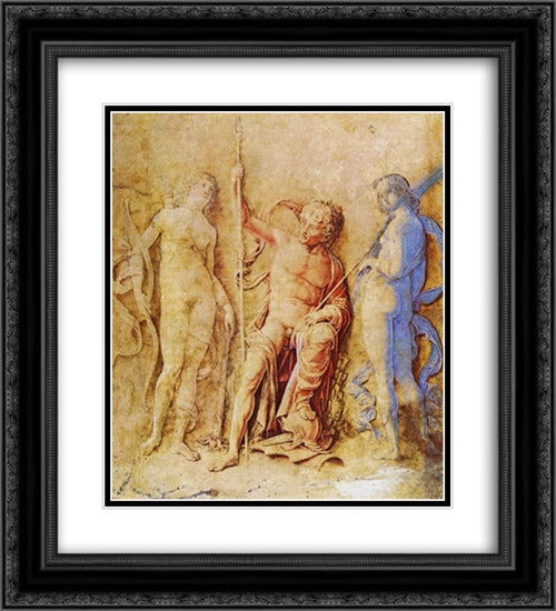 Mars, Venus, and Diana 20x22 Black Ornate Wood Framed Art Print Poster with Double Matting by Mantegna, Andrea
