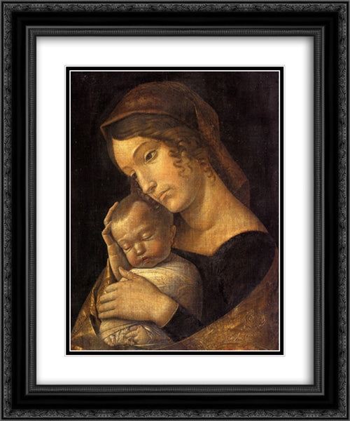 Madonna with Sleeping Child 20x24 Black Ornate Wood Framed Art Print Poster with Double Matting by Mantegna, Andrea