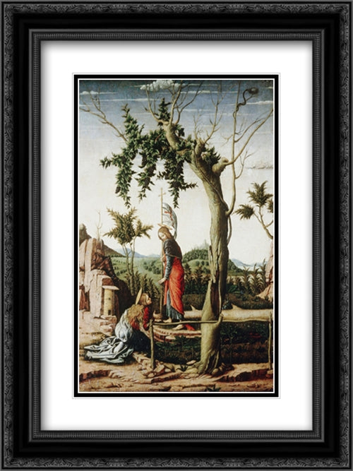 Noli me tangere 18x24 Black Ornate Wood Framed Art Print Poster with Double Matting by Mantegna, Andrea