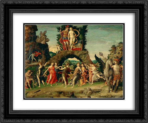 Parnassus 24x20 Black Ornate Wood Framed Art Print Poster with Double Matting by Mantegna, Andrea