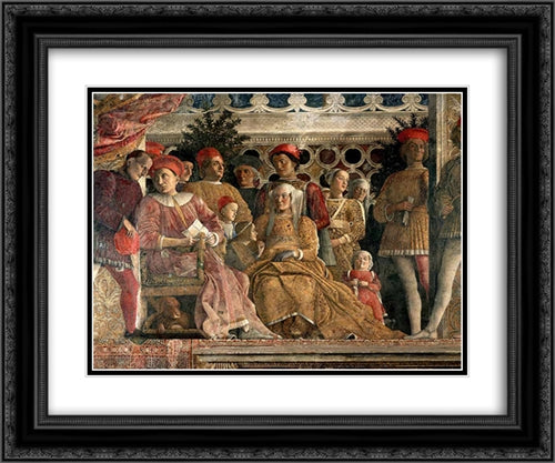 The Court of Mantua 24x20 Black Ornate Wood Framed Art Print Poster with Double Matting by Mantegna, Andrea