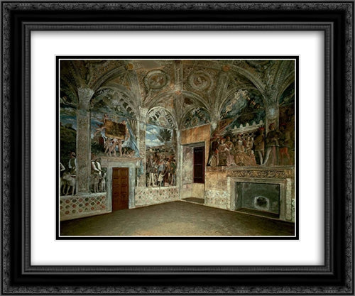View of the West and North Walls 24x20 Black Ornate Wood Framed Art Print Poster with Double Matting by Mantegna, Andrea