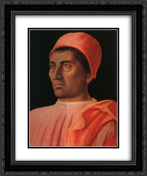 Portrait of the Protonary Carlo de' Medici 20x24 Black Ornate Wood Framed Art Print Poster with Double Matting by Mantegna, Andrea
