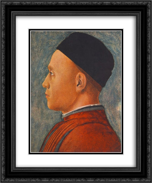 Portrait of a Man 20x24 Black Ornate Wood Framed Art Print Poster with Double Matting by Mantegna, Andrea