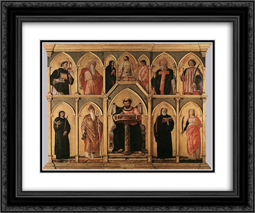 San Luca Altarpiece 24x20 Black Ornate Wood Framed Art Print Poster with Double Matting by Mantegna, Andrea