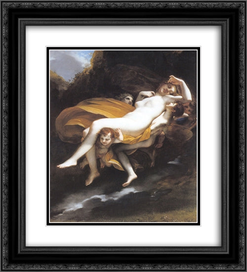 Psyche enleve par les zephyrs 20x22 Black Ornate Wood Framed Art Print Poster with Double Matting by Prud'hon, Pierre Paul