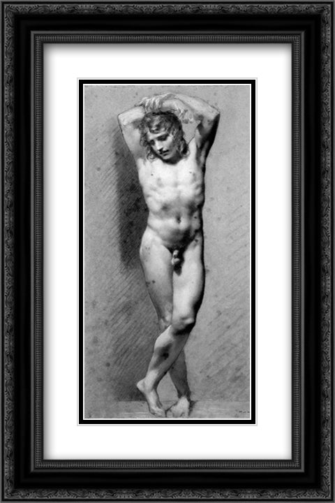 Male Nude Standing 16x24 Black Ornate Wood Framed Art Print Poster with Double Matting by Prud'hon, Pierre Paul