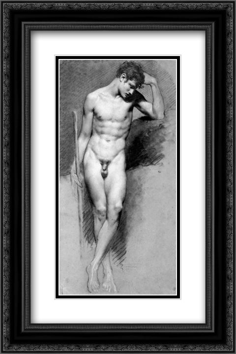 Male Nude Standing 16x24 Black Ornate Wood Framed Art Print Poster with Double Matting by Prud'hon, Pierre Paul