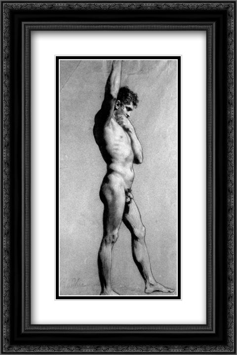 Male Nude Pontificating 16x24 Black Ornate Wood Framed Art Print Poster with Double Matting by Prud'hon, Pierre Paul