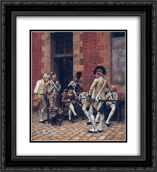 The Sergeant's Portrait 20x22 Black Ornate Wood Framed Art Print Poster with Double Matting by Meissonier, Ernest