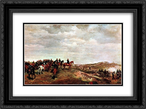 Campaign 24x18 Black Ornate Wood Framed Art Print Poster with Double Matting by Meissonier, Ernest