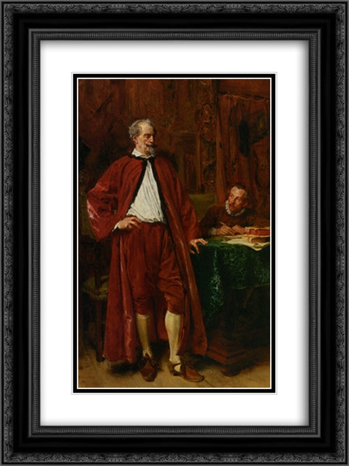 Diderot and his Scribe 18x24 Black Ornate Wood Framed Art Print Poster with Double Matting by Meissonier, Ernest