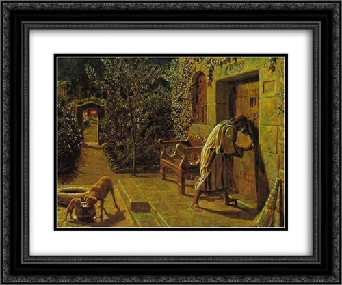 The Importunate Neighbour 24x20 Black Ornate Wood Framed Art Print Poster with Double Matting by Hunt, William Holman