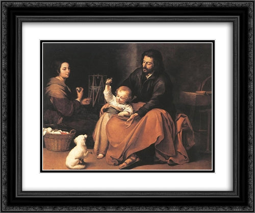 The Holy Family 24x20 Black Ornate Wood Framed Art Print Poster with Double Matting by Murillo, Bartolome Esteban