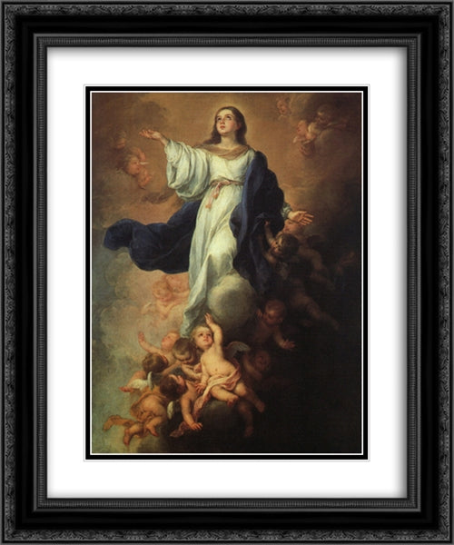 Assumption of the Virgin 20x24 Black Ornate Wood Framed Art Print Poster with Double Matting by Murillo, Bartolome Esteban