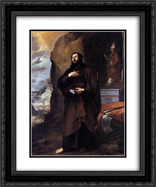 St Lesmes 20x24 Black Ornate Wood Framed Art Print Poster with Double Matting by Murillo, Bartolome Esteban