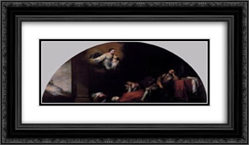 Dream of Patrician John 24x14 Black Ornate Wood Framed Art Print Poster with Double Matting by Murillo, Bartolome Esteban