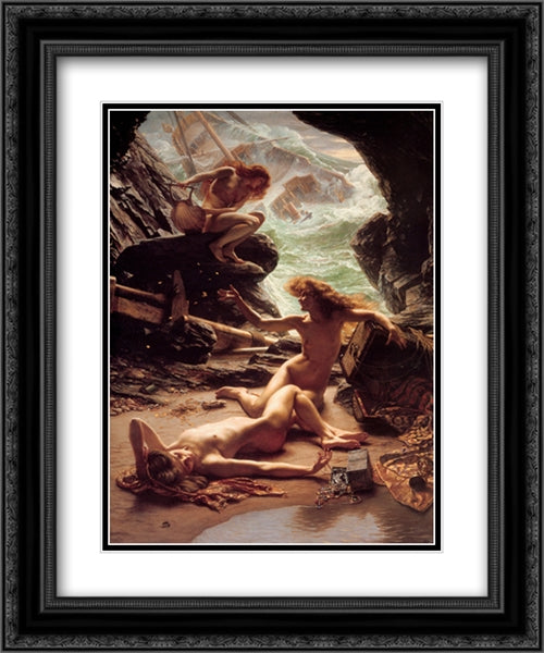 The Cave of the Storm Nymphs 20x24 Black Ornate Wood Framed Art Print Poster with Double Matting by Poynter, Edward John