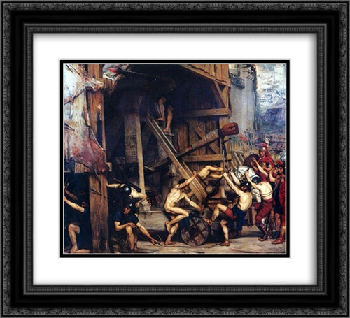 The Catapault 22x20 Black Ornate Wood Framed Art Print Poster with Double Matting by Poynter, Edward John