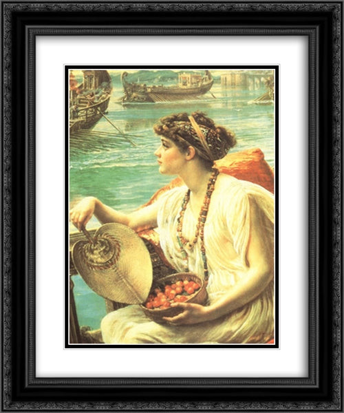 A Roman boat race 20x24 Black Ornate Wood Framed Art Print Poster with Double Matting by Poynter, Edward John