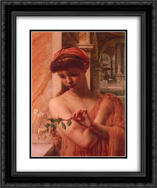 Psyche in the temple of love 20x24 Black Ornate Wood Framed Art Print Poster with Double Matting by Poynter, Edward John