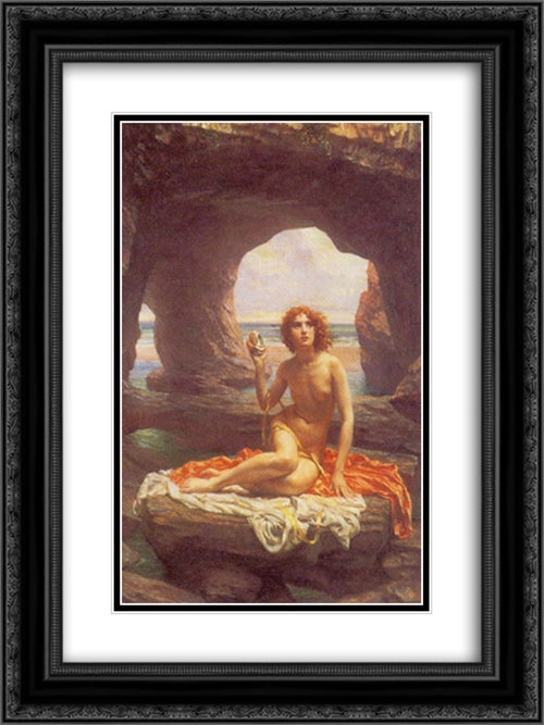 At low tide 18x24 Black Ornate Wood Framed Art Print Poster with Double Matting by Poynter, Edward John