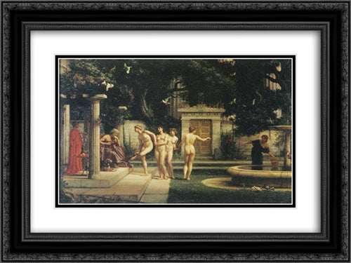 A visit to Aesclepius 24x18 Black Ornate Wood Framed Art Print Poster with Double Matting by Poynter, Edward John