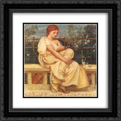 Reading 20x20 Black Ornate Wood Framed Art Print Poster with Double Matting by Poynter, Edward John