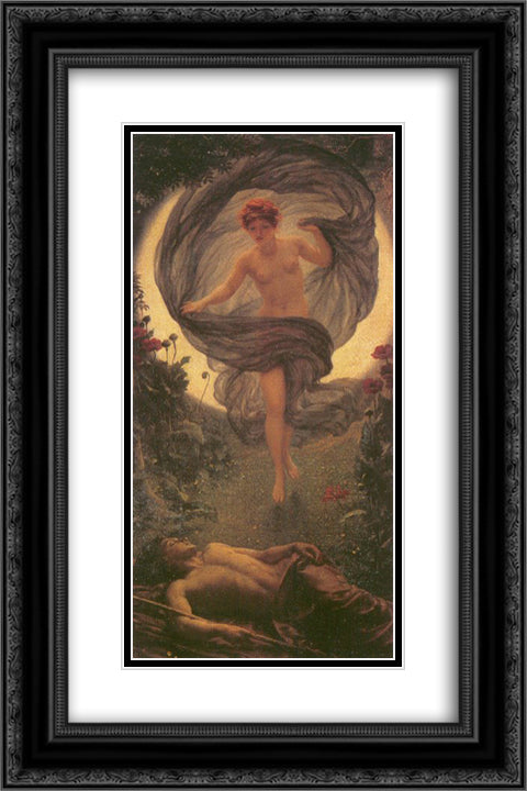 The vision of Endymion 16x24 Black Ornate Wood Framed Art Print Poster with Double Matting by Poynter, Edward John