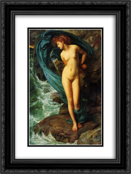 Andromeda 18x24 Black Ornate Wood Framed Art Print Poster with Double Matting by Poynter, Edward John