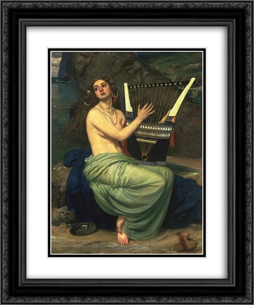 The Siren 20x24 Black Ornate Wood Framed Art Print Poster with Double Matting by Poynter, Edward John