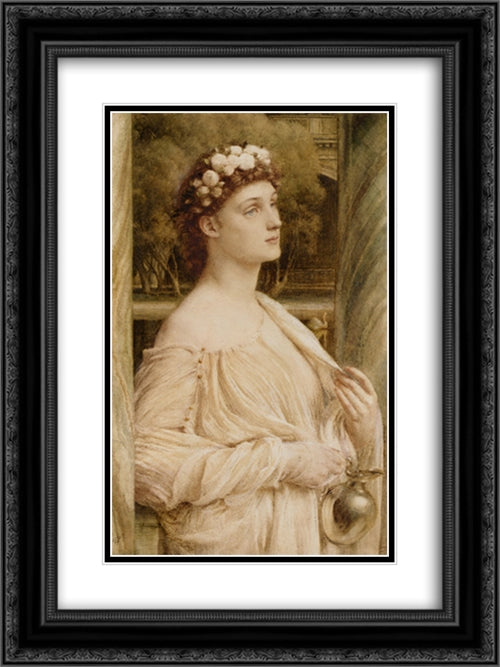 A Vestal Portrait of Miss Violet Lindsay 18x24 Black Ornate Wood Framed Art Print Poster with Double Matting by Poynter, Edward John