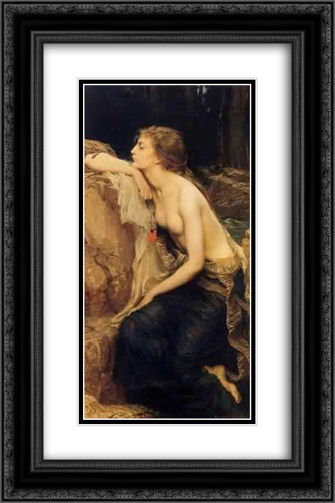 Lamia 16x24 Black Ornate Wood Framed Art Print Poster with Double Matting by Draper, Herbert James Draper