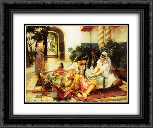 In a Village, El Biar, Algeria 24x20 Black Ornate Wood Framed Art Print Poster with Double Matting by Bridgman, Frederick Arthur